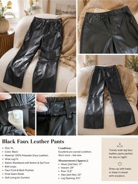 Black Faux Leather Wide Leg Pants